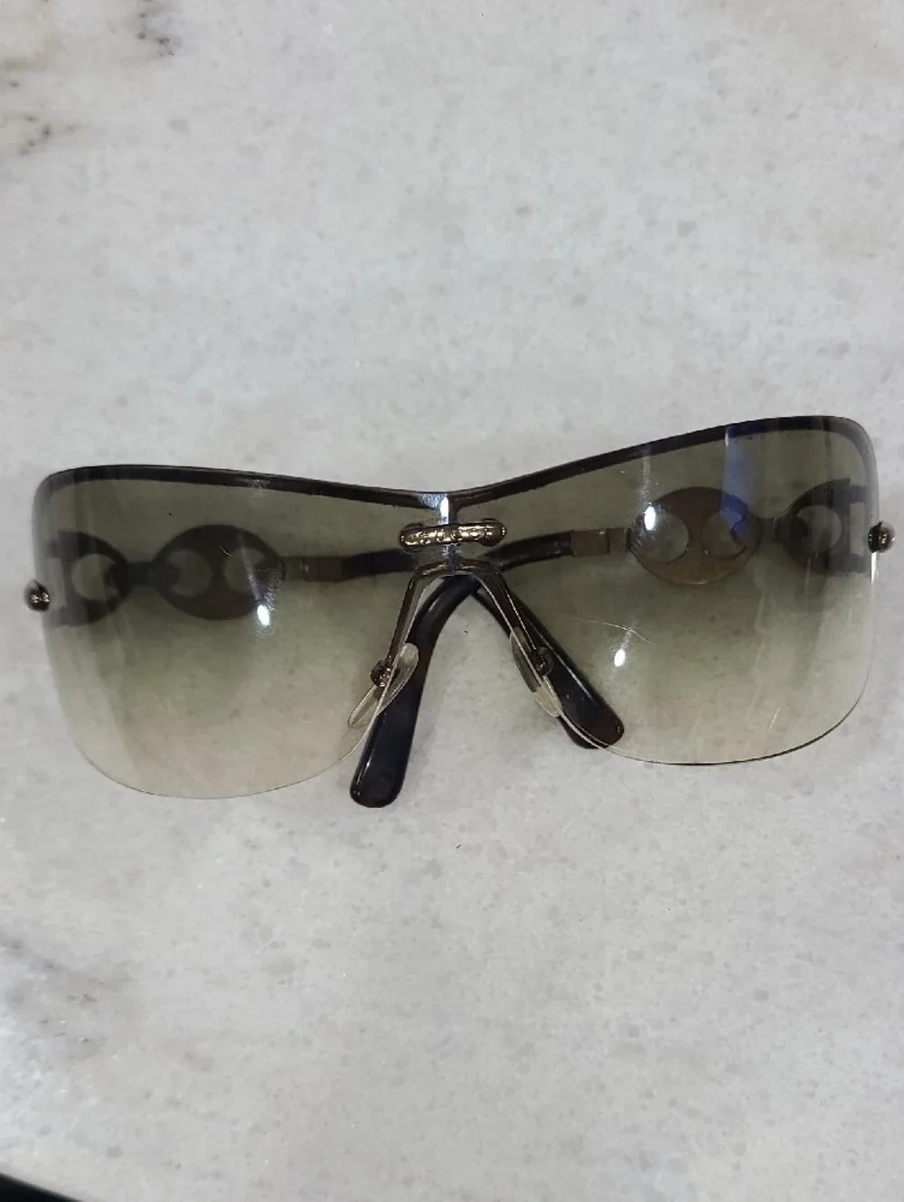 Gucci Brown Gradient Rimless Sunglasses with Logo Accent No Case.